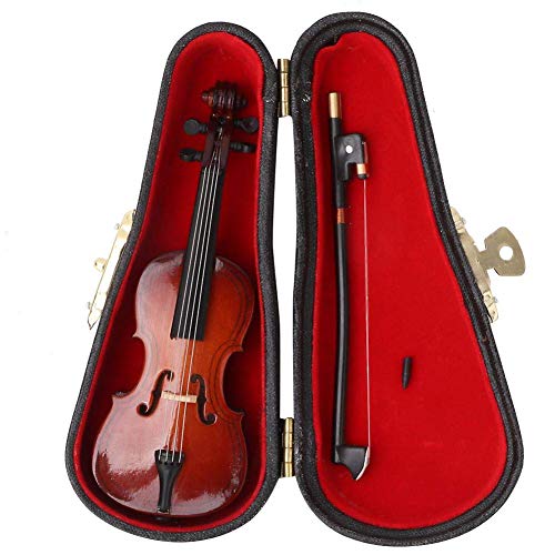 3.9Inch Cello Miniatur, Instrument Ornament Holz Miniatur Cello Replik mit Bogen, Ständer & Geschenkbox Mini Musikinstrument Miniatur Modell von Hztyyier