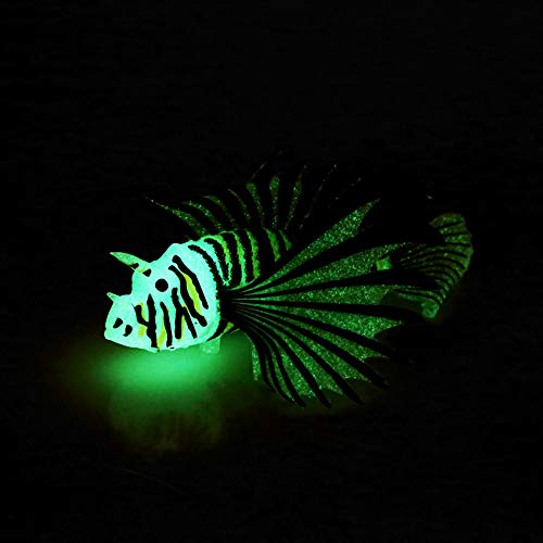 Hztyyier Löwenfisch-Aquariumverzierung Künstlicher Fischtank Landschaft Dekoration Glühssimulation Umweltfreundliches Silikonmaterial für Nachtlicht (Black) von Hztyyier