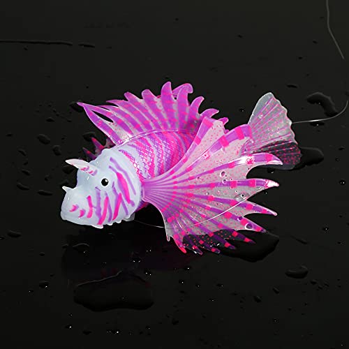 Hztyyier Löwenfisch-Aquariumverzierung Künstlicher Fischtank Landschaft Dekoration Glühssimulation Umweltfreundliches Silikonmaterial für Nachtlicht (Purple) von Hztyyier