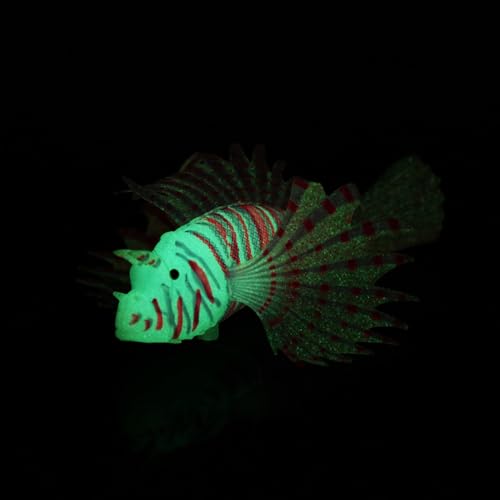 Hztyyier Löwenfisch-Aquariumverzierung Künstlicher Fischtank Landschaft Dekoration Glühssimulation Umweltfreundliches Silikonmaterial für Nachtlicht (Rot) von Hztyyier