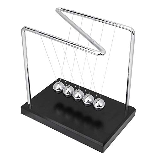 Pendel Ball, Newtons Cradle Balance Bälle mit Holzfuß Metall Swing Ball Z Halterung Haus Büro Dekoration (18 * 18 * 12CM, Kugeldurchmesser 2.2CM) von Hztyyier