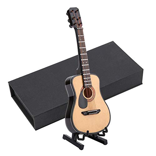 Miniatur Gitarre Modell mit Ständer, Musikinstrument Miniatur Puppenhaus Modell Hauptdekoration für Weihnachten Geburtstagsgeschenke(#02) von Hztyyier