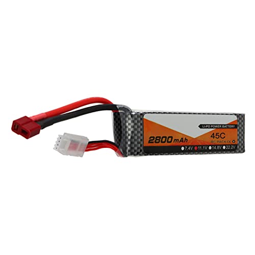 Hztyyier RC Lipo Akku, 2800mAh 11.1V 3S 45C RC Lipo Akku T Typ Roter Stecker für Racing Quadcopter Hztyyier RC Lipo Akku, 2800mAh 11.1V 3S 45C RC Lipo Akku T Typ Roter Stecker für Racing Quadcopter von Hztyyier