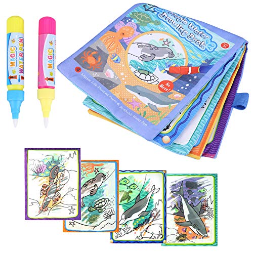 Hztyyier Wassermalbuch, Malbücher Zauberstift mit 2X Zeichnung Stift Magisch Wasser Zeichnen Tuch Buch(#1) von Hztyyier