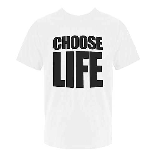 I LOVE FANCY DRESS LTD T-Shirt für Erwachsene „Choose Life“ – 1980er-Jahre-Slogan-T-Shirt, Pop-Sänger-T-Shirt, 80er-Jahre-Party-Kostüm, Größe L von I LOVE FANCY DRESS