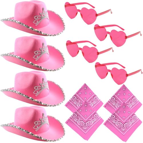 12-teiliges pinkes Cowgirl-Set - Hüte, herzförmige Gläser und passende Bandanas - Junggesellinnenabschied, Hochzeitszubehör für Festivals, Konzerte & Kostümveranstaltungen 12-teiliges pinkes Cowgirl-Set - Hüte, herzförmige Gläser und passende Bandanas - Junggesellinnenabschied, Hochzeitszubehör für Festivals, Konzerte & Kostümveranstaltungen von I LOVE FANCY DRESS