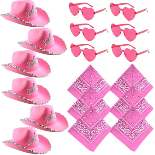 18-teiliges pinkes Cowgirl-Set - Hüte, herzförmige Gläser & passende Bandanas - Junggesellinnenabschied Zubehör für Festivals, Konzerte & Kostümveranstaltungen 18-teiliges pinkes Cowgirl-Set - Hüte, herzförmige Gläser & passende Bandanas - Junggesellinnenabschied Zubehör für Festivals, Konzerte & Kostümveranstaltungen von I LOVE FANCY DRESS