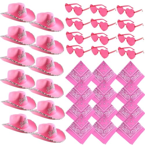 36-teiliges rosafarbenes Cowgirl-Set – Tiara-Hüte, herzförmige Gläser & Bandanas – perfekt für Junggesellinnenabschiede, Festivals, Konzerte, Westernthemen & Fasching 36-teiliges rosafarbenes Cowgirl-Set – Tiara-Hüte, herzförmige Gläser & Bandanas – perfekt für Junggesellinnenabschiede, Festivals, Konzerte, Westernthemen & Fasching von I LOVE FANCY DRESS
