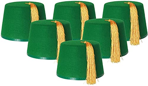 ILOVEFANCYDRESS 6 Stück Grün Filz Fez Hüte mit Gold Quaste - Uni Erwachsene - Perfekt für 1980er Jahre Verkleidung Party ILOVEFANCYDRESS 6 Stück Grün Filz Fez Hüte mit Gold Quaste - Uni Erwachsene - Perfekt für 1980er Jahre Verkleidung Party von I LOVE FANCY DRESS