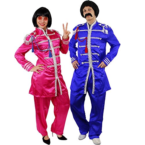 60er GENERATION SERGEANT-PEPPER = PAARE KOSTÜME VERKLEIDUNG =ROSA +EIN BLAUES KOSTÜM +BLAUE+ROSA HIPPIE BRILLE + 2 SCHWARZE BOB PERÜCKEN+SELBSTKLEBENDER SCHNURRBART=BLAU/MEDIUM+ROSA/XLARGE 60er GENERATION SERGEANT-PEPPER = PAARE KOSTÜME VERKLEIDUNG =ROSA +EIN BLAUES KOSTÜM +BLAUE+ROSA HIPPIE BRILLE + 2 SCHWARZE BOB PERÜCKEN+SELBSTKLEBENDER SCHNURRBART=BLAU/MEDIUM+ROSA/XLARGE von I LOVE FANCY DRESS