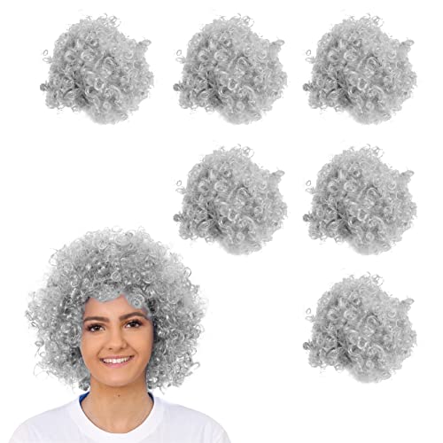 I LOVE FANCY DRESS Afro Kunsthaar Perücke in Grau x 6 von I LOVE FANCY DRESS