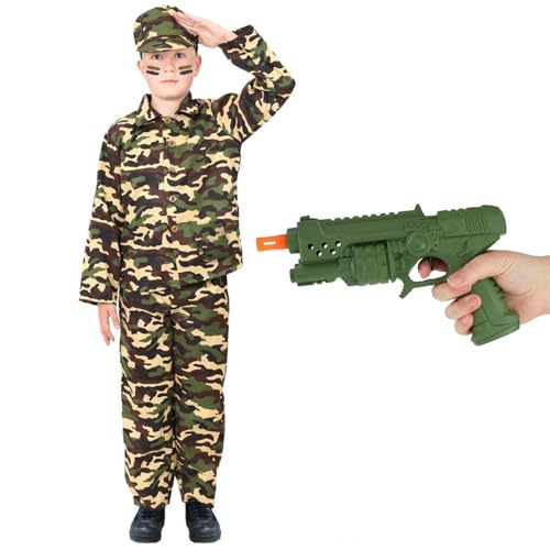 Army Boy Camo Outfit mit Spielzeug-Maschinengewehr - Kinder Soldat Kostüm für Buchwoche, Partys & Armee-Rollenspiele - Medium Army Boy Camo Outfit mit Spielzeug-Maschinengewehr - Kinder Soldat Kostüm für Buchwoche, Partys & Armee-Rollenspiele - Medium von I LOVE FANCY DRESS