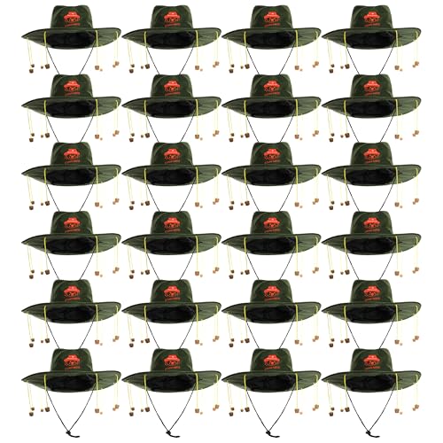 Australischer Koala-Korkhut - 24 Stück - Grüner Hut mit orangefarbenem Koala-Print und befestigten Korken - Erwachsene Australia Day Verkleidung Kostüm Zubehör Australischer Koala-Korkhut - 24 Stück - Grüner Hut mit orangefarbenem Koala-Print und befestigten Korken - Erwachsene Australia Day Verkleidung Kostüm Zubehör von I LOVE FANCY DRESS