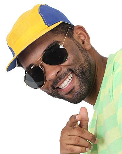 I LOVE FANCY DRESS - Blau-gelbe Baseballkappe + Sonnenbrille mit Goldrand – Bel-Air-Prince-Kostüm, Einheitsgröße, Unisex-Erwachsene, Fans von 90er TV-Shows, Kostüm, Themenparty, Alle Altersgruppen von I LOVE FANCY DRESS