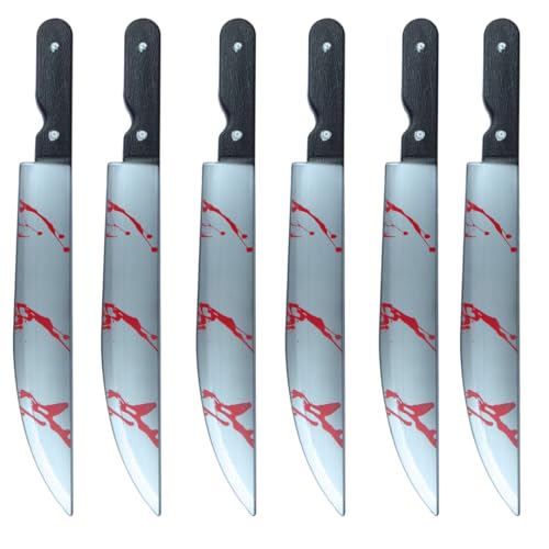 Blutige Machete Messer-Requisite – 6 Stück – Halloween-Kostüm-Zubehör für gruselige Partys & Horror-Outfits von I LOVE FANCY DRESS