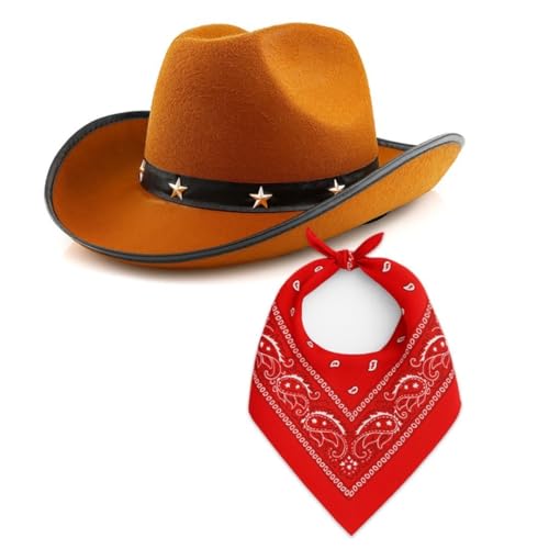 Brauner Cowboyhut mit rotem Paisleymuster - Westernkostüm Set für Erwachsene & Kinder Brauner Cowboyhut mit rotem Paisleymuster - Westernkostüm Set für Erwachsene & Kinder von I LOVE FANCY DRESS