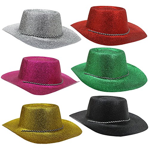 COWBOY ODER COWGIRL = HUT IN GLITZERNDEN FARBEN = VON ILOVEFANCYDRESS® = GLITTER COWBOY HUT ERHALTBAR IN 6 VERSCHIEDENEN FARBEN + IN VERSCHIEDENEN STÜCKZAHLEN = DER HUT PASST ZU JEDEM KOSTÜM UND IST SUPER FÜR FASCHING / HALLOWEEN /KARNEVAL UND POLTERABENDE /JUNGGESSELLENABSCHIEDE UND JEDE ART VON PARTY = 12 ROSA HÜTE von I LOVE FANCY DRESS