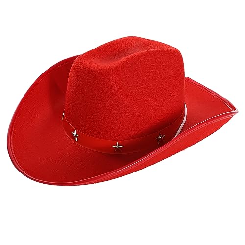 Cowboy-Hüte mit Stern-Nieten, Kostüm-Accessoire in Rot – Hut Stud Cowboyhut Cowgirl-Hüte Wild West (1 Stück) von I LOVE FANCY DRESS