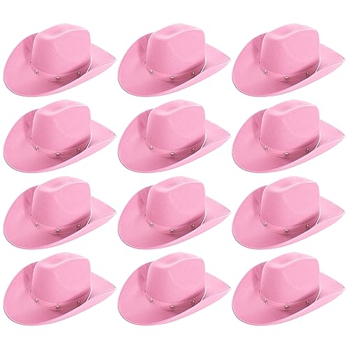 Cowboyhut, Kostümzubehör, rosa Sternnieten, Cowboyhut, Cowgirl-Mütze, Wilder Westen, 12 Stück Cowboyhut, Kostümzubehör, rosa Sternnieten, Cowboyhut, Cowgirl-Mütze, Wilder Westen, 12 Stück von I LOVE FANCY DRESS