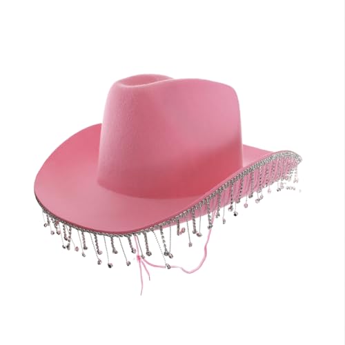 Cowgirl-Hut für Erwachsene, Diamant-Motiv, 1 Stück, rosa Cowboyhut mit Diamant-Fransen, Erwachsene Bling Glitter Cowgirl-Hut, Western-Party, Kostümzubehör Cowgirl-Hut für Erwachsene, Diamant-Motiv, 1 Stück, rosa Cowboyhut mit Diamant-Fransen, Erwachsene Bling Glitter Cowgirl-Hut, Western-Party, Kostümzubehör von I LOVE FANCY DRESS