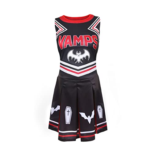 Damen Halloween Vampir Cheerleader – X-Large – Schwarz und Rot Cheerleader-Kleid mit Sarg und Fledermaus Designs – Damen Halloween Kostüm Damen Halloween Vampir Cheerleader – X-Large – Schwarz und Rot Cheerleader-Kleid mit Sarg und Fledermaus Designs – Damen Halloween Kostüm von I LOVE FANCY DRESS