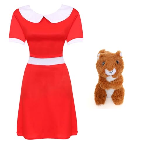Damen-Kostüm "Spoilt Golden Ticket-Sieger", Größe 36-38, rotes Kleid mit weißem Kragen, Spielzeug-Eichhörnchen, Erwachsenenkostüm für Damen Damen-Kostüm "Spoilt Golden Ticket-Sieger", Größe 36-38, rotes Kleid mit weißem Kragen, Spielzeug-Eichhörnchen, Erwachsenenkostüm für Damen von I LOVE FANCY DRESS