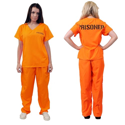 Damen Orange Sträfling Gefangenen Kostüm - XX-Large - Orange Oberteil & Hose mit Text "Gefangene" - Sträfling Gefangenen Polizisten und Räuber Verkleidung Damen Orange Sträfling Gefangenen Kostüm - XX-Large - Orange Oberteil & Hose mit Text "Gefangene" - Sträfling Gefangenen Polizisten und Räuber Verkleidung von I LOVE FANCY DRESS