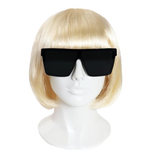 Damen Übergroße schwarze Sonnenbrille mit kurzer blonder Bob Perücke - Pop Star Diva Kostüm Zubehör Set für Party & Halloween Damen Übergroße schwarze Sonnenbrille mit kurzer blonder Bob Perücke - Pop Star Diva Kostüm Zubehör Set für Party & Halloween von I LOVE FANCY DRESS