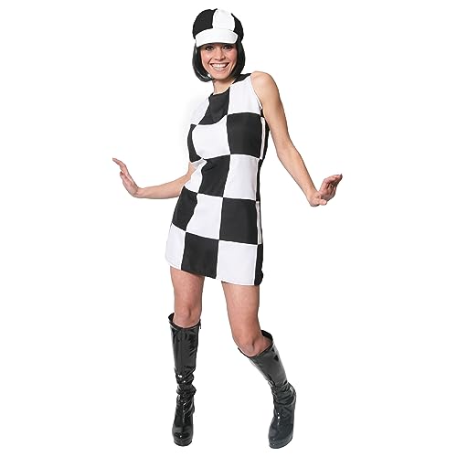 Damenkleid im 60er-Jahre-Stil, schwarz-weiß kariert, Mod Kleid, 1960er-Jahre-Kostüm, schwarz / weiß, XL Damenkleid im 60er-Jahre-Stil, schwarz-weiß kariert, Mod Kleid, 1960er-Jahre-Kostüm, schwarz / weiß, XL von I LOVE FANCY DRESS