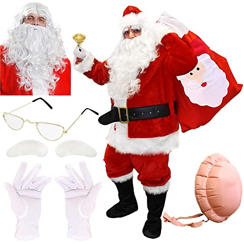 I LOVE FANCY DRESS 13-teiliges Super Deluxe Weihnachtsmann-Kostüm-Set in professioneller Qualität mit Zubehör – professionelles Weihnachtsmann-Kostüm (XL/XXL), Rot von I LOVE FANCY DRESS