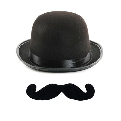 Detektiv-Zubehör-Set für Erwachsene, 1930er-Jahre, 60 cm, schwarzer Bowler-Hut und selbstklebender Schnurrbart am Lenker, für Herren, 30er-Jahre-Kostüm, Weltbuchtag Detektiv-Zubehör-Set für Erwachsene, 1930er-Jahre, 60 cm, schwarzer Bowler-Hut und selbstklebender Schnurrbart am Lenker, für Herren, 30er-Jahre-Kostüm, Weltbuchtag von I LOVE FANCY DRESS
