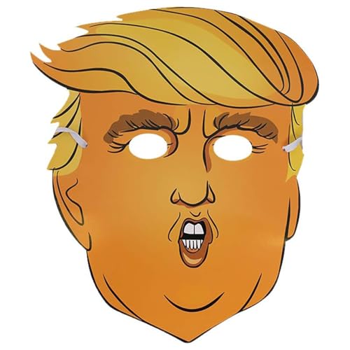 Donald Trump Maske - 1 Stück - Papp-Ausschnitt Gesichtsmaske mit elastischer Schnur - Lustige Neuheit Präsident Politische Halloween Verkleidung Kostüm Zubehör von I LOVE FANCY DRESS