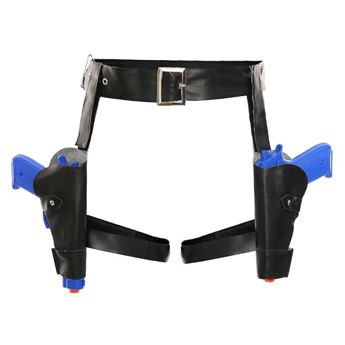 Dual Thigh Gun Holsters with Two Plastic Guns, Adjustable Black Belt and Pistols Costume Accessory for Halloween, Treasure Hunter Cosplay, Tomb Explorer, Video Game or Movie-Inspired Fancy Dress von I LOVE FANCY DRESS