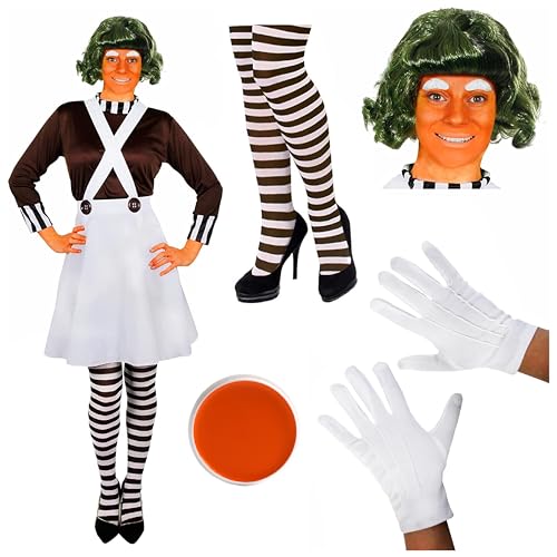ERWACHSENE DAMEN SCHOKOLADE FABRIK ARBEITER KOSTÜM KOSTÜM MIT PERÜCKE GESICHT FARBE UND AUGENBRAUEN PERFEKT FÜR SCHULE BUCH WOCHE UND WELT BUCH TAG ODER JEDE AUSGEFALLENE KLEID PARTY (KLEINE) von I LOVE FANCY DRESS