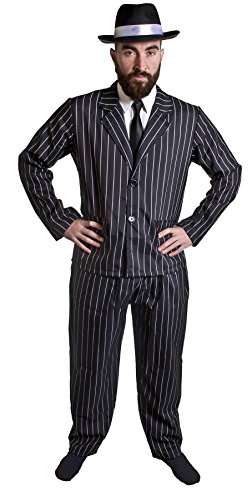 ERWACHSENEN GANGSTER/GANOVEN = NADELSTREIFEN ANZUG = DER ANZUG IST ERHALTBAR IN 5 VERSCHIEDENEN GRÖSSEN = 2-TEILIGER NADELSTREIFEN ANZUG ERHALTBAR MIT 3 VERSCHIEDENEN HÜTEN = VON ILOVEFANCYDRESS®= DIE PERFEKTE VERKLEIDUNG FÜR FASCHING UND KARNEVAL = MIT SCHWARZEM HUT/WEISSEM BAND = ANZUG-XXLARGE von I LOVE FANCY DRESS