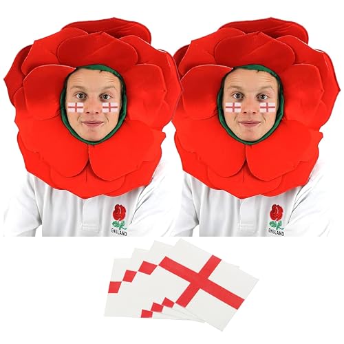 Englische Rosenhut, Rugby-Fußball, Roter Rosenhut plus Tattoos, WM Kostüm-Accessoire, England Englisch Sport Fan Hut Englische Rosenhut, Rugby-Fußball, Roter Rosenhut plus Tattoos, WM Kostüm-Accessoire, England Englisch Sport Fan Hut von I LOVE FANCY DRESS