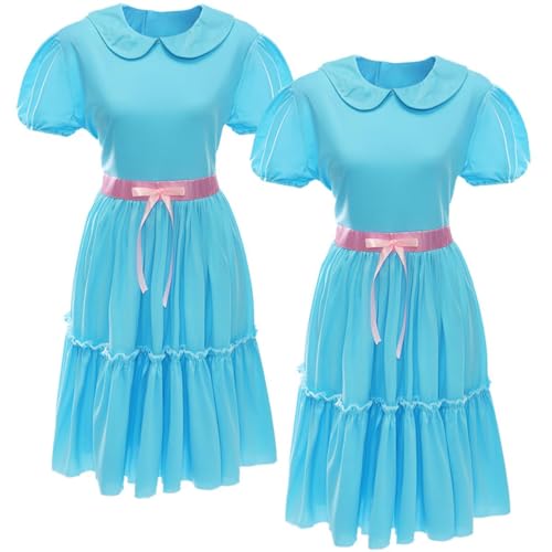 Erwachsene Duo Haunted Twin Kostüm - Gruseliges blaues Kleid Horror Outfit für Halloween, Faschingspartys, Spukhausveranstaltungen, gruselige Paar- oder Gruppenkostüm-Idee von I LOVE FANCY DRESS