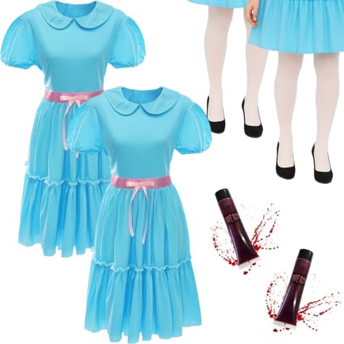 Erwachsene Duo Haunted Twin Kostüm - gruseliges blaues Kleid, Strumpfhose und Gesichtsbemalung - Horror-Outfit für Halloween, Faschingspartys, Spukhaus-Events, gruselige Paar- oder Gruppenkostüm-Idee Erwachsene Duo Haunted Twin Kostüm - gruseliges blaues Kleid, Strumpfhose und Gesichtsbemalung - Horror-Outfit für Halloween, Faschingspartys, Spukhaus-Events, gruselige Paar- oder Gruppenkostüm-Idee von I LOVE FANCY DRESS