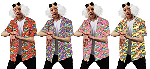 Erwachsene Future Doc Kostüm Set - Rosa Hemd, Brille und Perücke - Verrückte Wissenschaftlerin Verkleidung 80er Jahre Film Sci-Fi (groß) von I LOVE FANCY DRESS