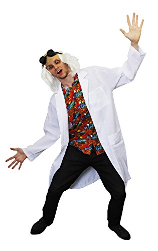 Erwachsenenkostüm-Set mit Doktor, verrückter Professor, verrückter Wissenschaftler, perfekt für jede Film-Party (kleines Shirt) (Standard-Labormantel) von I LOVE FANCY DRESS