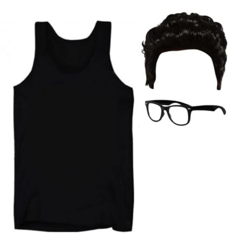 Erwachsenenkostüm Will Inbetween - Schwarze Weste, Brille & Perücke - Lustiges Faschings-Outfit für Halloween, Junggesellenabschied, TV-Charakter-Partys & Events - Klein von I LOVE FANCY DRESS