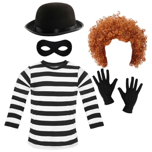 Erwachsenenkostüm für Einbrecherin, Hemd, Afro-Handschuhe, Bowler-Maske, Damen, Schule, Weltbuchtag, Woche, Verkleidung, Größe S Erwachsenenkostüm für Einbrecherin, Hemd, Afro-Handschuhe, Bowler-Maske, Damen, Schule, Weltbuchtag, Woche, Verkleidung, Größe S von I LOVE FANCY DRESS
