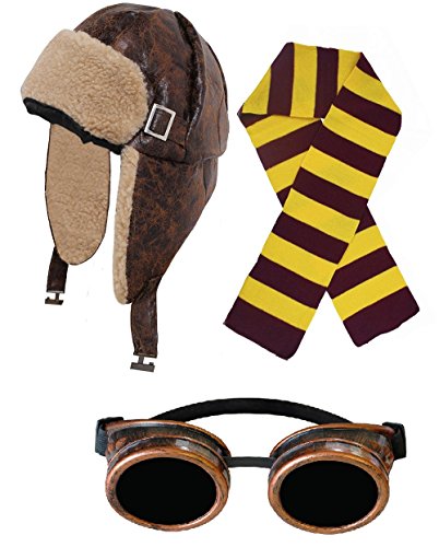 FLIEGERMÜTZE/RUSSEN=RETRO STIL KOSTÜM ERKLEIDUNG VARIATION=VERSCHIEDENE SCHALS+VERSCHIEDENE BRILLEN=KUNSTLEDER KAMPFFLIEGER MIT OHRKLAPPEN=+KUPFER FARBENDE GOGGLES+KASTANIE/GOLD SCHAL FLIEGERMÜTZE/RUSSEN=RETRO STIL KOSTÜM ERKLEIDUNG VARIATION=VERSCHIEDENE SCHALS+VERSCHIEDENE BRILLEN=KUNSTLEDER KAMPFFLIEGER MIT OHRKLAPPEN=+KUPFER FARBENDE GOGGLES+KASTANIE/GOLD SCHAL von I LOVE FANCY DRESS