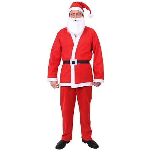 FRÖHLICHES 5-TEILIGES PREISGÜNSTIG-SANTA-ANZUG KOSTÜM FÜR HERREN - ROTE SANTA-JACKE UND HOSE + SCHWARZER BAND GÜRTEL + ROTE SANTA-MÜTZE + ELASTISCHER BART UND SCHNURRBART - GRÖẞE: MITTEL FRÖHLICHES 5-TEILIGES PREISGÜNSTIG-SANTA-ANZUG KOSTÜM FÜR HERREN - ROTE SANTA-JACKE UND HOSE + SCHWARZER BAND GÜRTEL + ROTE SANTA-MÜTZE + ELASTISCHER BART UND SCHNURRBART - GRÖẞE: MITTEL von I LOVE FANCY DRESS