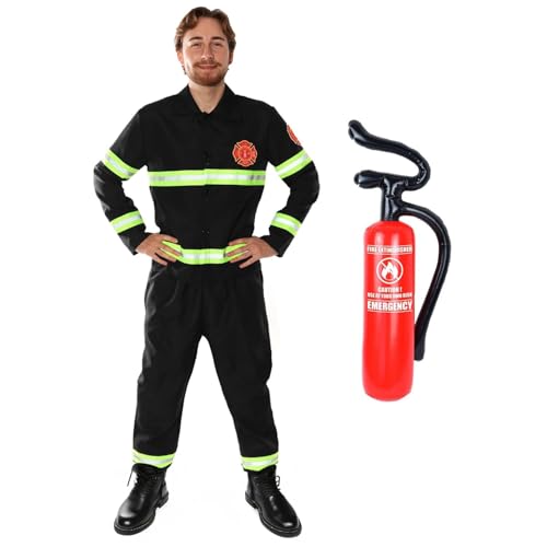 Feuerwehrmann-Kostüm für Erwachsene, aufblasbarer Feuerlöscher 170 cm & Feuerwehrmann-Uniform mit reflektierenden Details für Fasching, lustiges Junggesellenabschied-Outfit, Halloween & Rollenspiele Feuerwehrmann-Kostüm für Erwachsene, aufblasbarer Feuerlöscher 170 cm & Feuerwehrmann-Uniform mit reflektierenden Details für Fasching, lustiges Junggesellenabschied-Outfit, Halloween & Rollenspiele von I LOVE FANCY DRESS