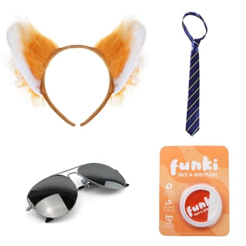 Fuchs Kostüm Set - Enthält Ohren, Schwanz, Krawatte, Sonnenbrille & Gesichtsbemalung - Ideal für Halloween, Partys & Fasching Fuchs Kostüm Set - Enthält Ohren, Schwanz, Krawatte, Sonnenbrille & Gesichtsbemalung - Ideal für Halloween, Partys & Fasching von I LOVE FANCY DRESS