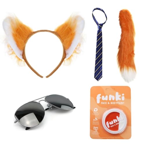 Fuchs Kostüm Set - Ohren, Schwanz, Krawatte, Sonnenbrille & Gesichtsbemalung - Tiermotive Verkleidung Zubehör Set Fuchs Kostüm Set - Ohren, Schwanz, Krawatte, Sonnenbrille & Gesichtsbemalung - Tiermotive Verkleidung Zubehör Set von I LOVE FANCY DRESS