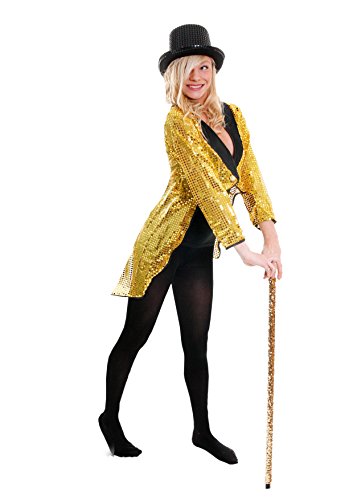 GOLDENER FRACK/TAILCOAT= PAILLETTEN JACKE= DAS PERFEKTE KOSTÜM FÜR JEDE TANZAUFFÜHRUNG - STEPTANZ -FASCHING UND KARNEVAL = DER SUPER KLASSE =SEQUIN= IN 6 VERSCHIEDENEN GRÖSSEN=MEDIUM von I LOVE FANCY DRESS
