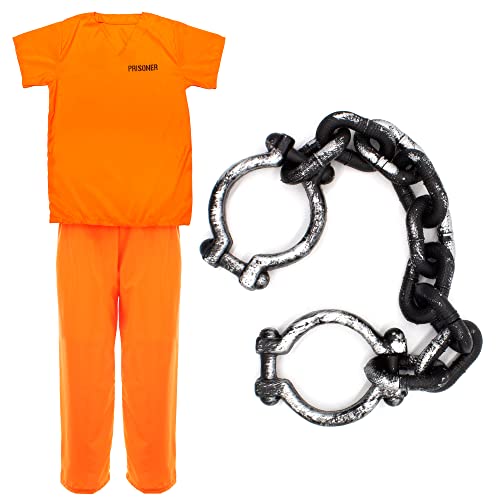 Gefangenen Kostüm für Erwachsene, Unisex, oranges Top und passende orange Hose, Polizei und Räuber, Halloween-Verkleidung, Größe XXL Gefangenen Kostüm für Erwachsene, Unisex, oranges Top und passende orange Hose, Polizei und Räuber, Halloween-Verkleidung, Größe XXL von I LOVE FANCY DRESS