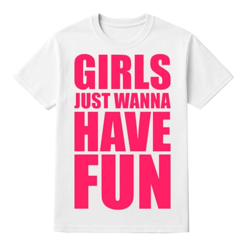 Girls Just Wanna Have Fun T-Shirt – X-Large Damen 80er Jahre Kostüm Slogan Retro Weiß Tee – Festival, Junggesellinnenabschied, Throwback Party oder Kostüm Outfit Top Girls Just Wanna Have Fun T-Shirt – X-Large Damen 80er Jahre Kostüm Slogan Retro Weiß Tee – Festival, Junggesellinnenabschied, Throwback Party oder Kostüm Outfit Top von I LOVE FANCY DRESS